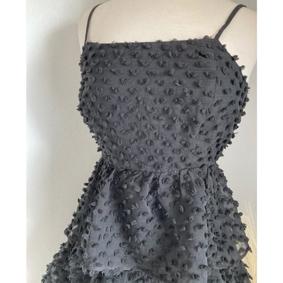 ❤️ Lulus Flirting with You Black Tiered Pom Pom Midi Dress - Picture 9 of 17